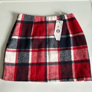 Wool blend plaid mini skirt